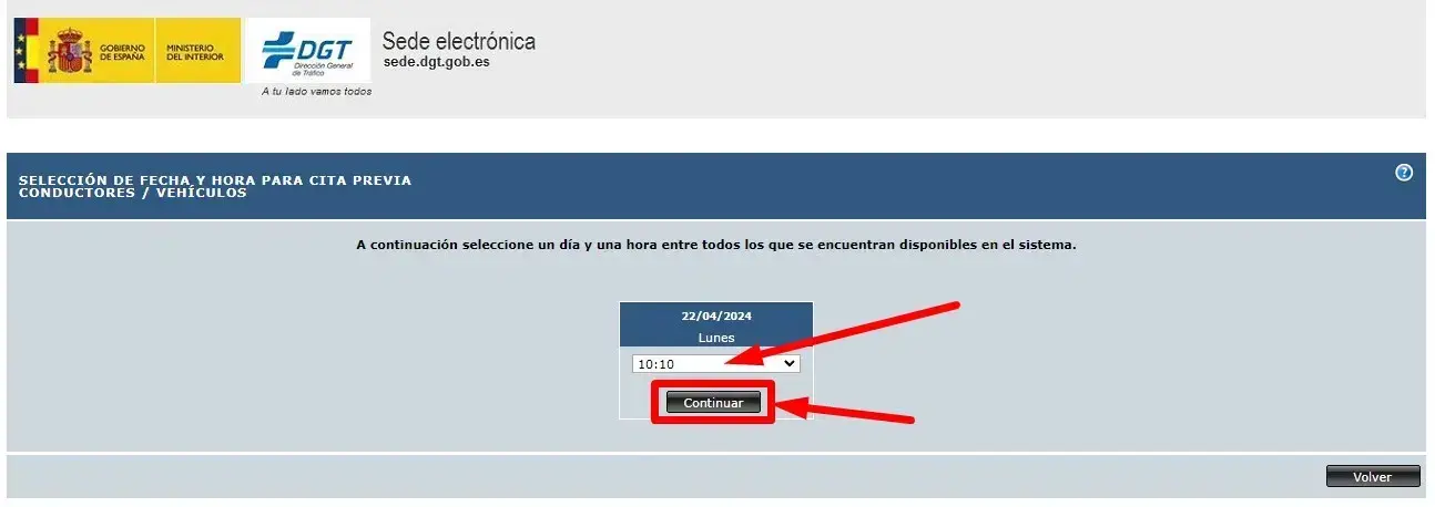 Cita DGT Selecciona horario Cita DGT Selecciona horario